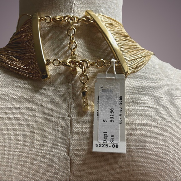 🔥SOLD🔥ANNE KLEIN Vintage 90s Gold Muti-Layer Statement Necklace NWT - Picture 3 of 4